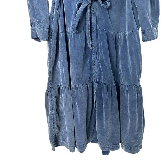 Anthropologie Pilcro Marta Blue Tiered Corduroy Midi  Dress | M - Picture 3 of 13